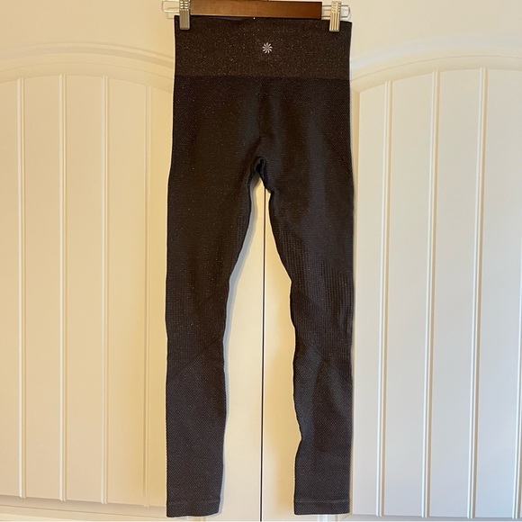 Athleta Shimmer Seamless Tight Leggings Brown Size Small Glitter Fall Athleisure - Picture 5 of 6